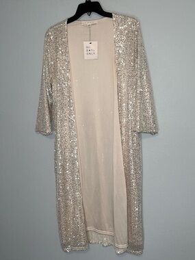 Good Days Only Gold Sequins Cardigan 3/4 Sleeves Size M